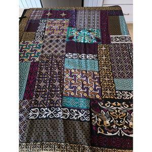 Women's Signature Echo One Size Black Gold Multi-Pattern Silk Scarf